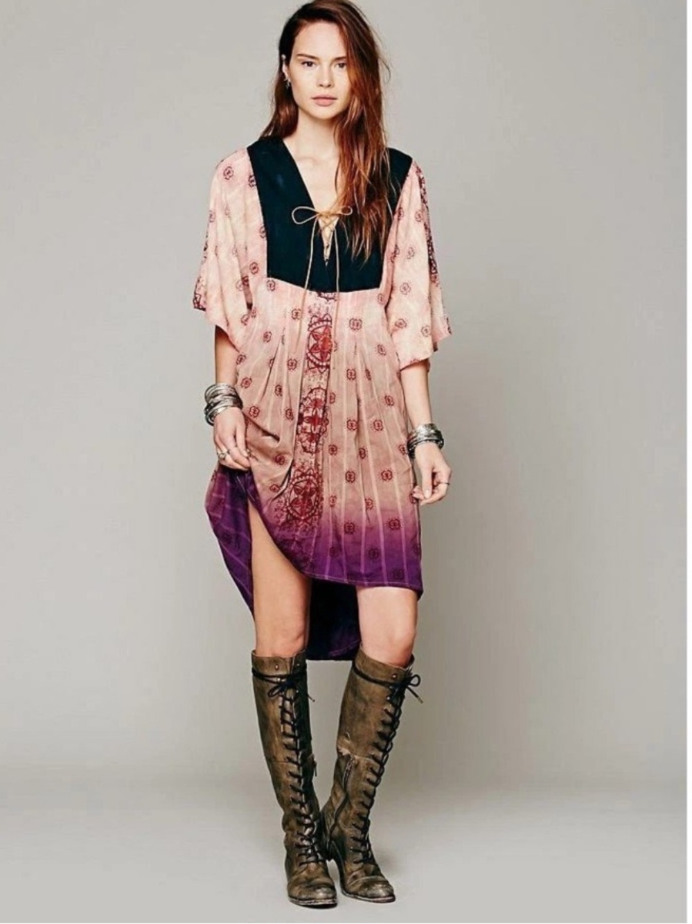 Free People Lovely Lady Kaftan Dress Ombré Boho